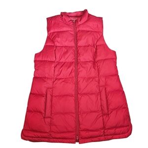 J Jill Down Puffer Vest Womens Medium  Full Zip Red Lightweight